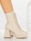 Botine cu Toc Gros JA-25 BEIGE | STEPHAN