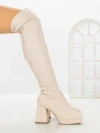 Cizme Dama cu Toc si Platforma JA-24 BEIGE | STEPHAN
