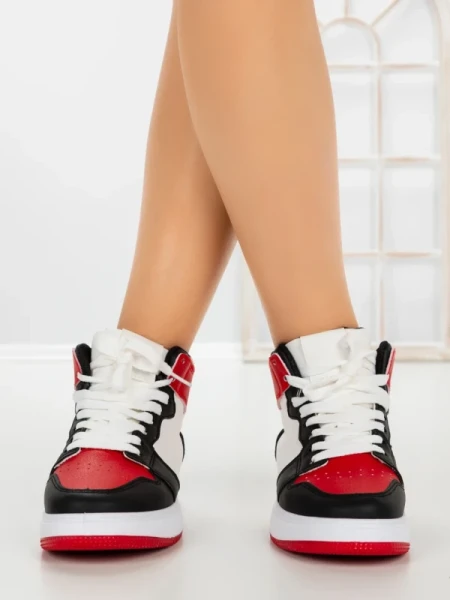 Sneakers Dama F005 BLACK-WHITE-RED | COSTA SOL
