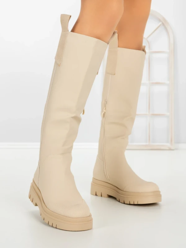 Cizme Dama cu talpa joasa 99-119 BEIGE | CM