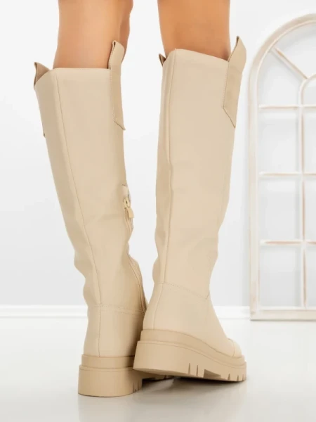 Cizme Dama cu talpa joasa 99-119 BEIGE | CM