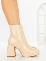 Botine cu Toc Gros 9109 BEIGE | CM
