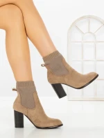 Botine cu Toc Gros 68192 KHAKI | CM