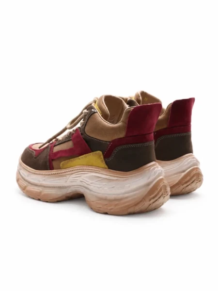 Pantofi Sport Dama din piele naturala HD7673 KHAKI-WINE | ADVANCER