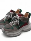 Pantofi Sport Dama din piele naturala HD7673 BROWN-GREEN | ADVANCER