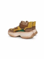 Pantofi Sport Dama din piele naturala HD7673 KHAKI-YELLOW | ADVANCER