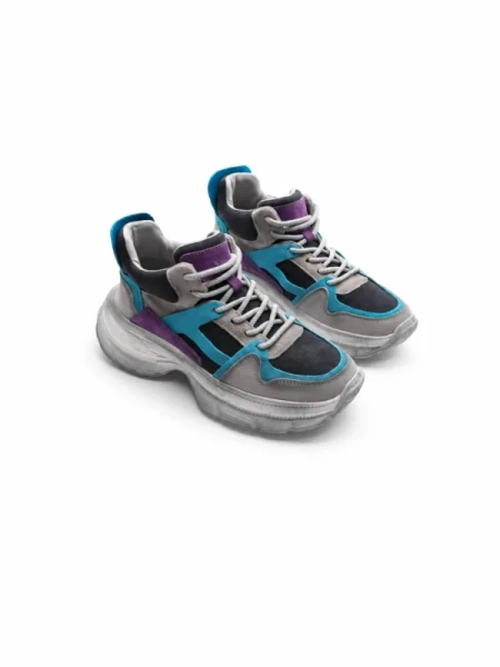 Pantofi Sport Dama din piele naturala HD7673 DARK GREY-BLUE | ADVANCER