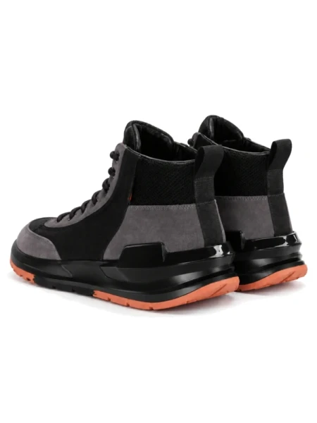 Ghete Barbati din piele naturala 3836 BLACK-GREY | ADVANCER