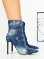 Botine cu Toc Subtire J6139 BLUE | MIA SHOES