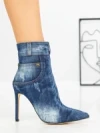 Botine cu Toc Subtire J6139 BLUE | MIA SHOES