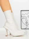 Botine cu Toc si Platforma J6156 WHITE | MIA SHOES