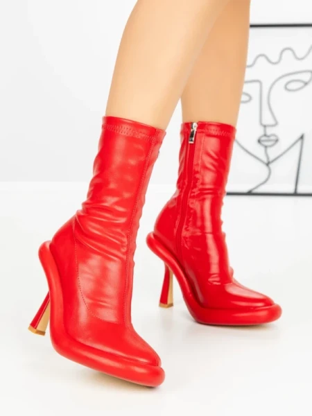 Botine cu Toc si Platforma J6156 RED | MIA SHOES