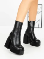 Botine cu Toc Gros G0801 BLACK | MIA SHOES