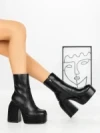 Botine cu Toc Gros G0801 BLACK | MIA SHOES