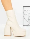 Botine cu Toc Gros G0801 BEIGE | MIA SHOES