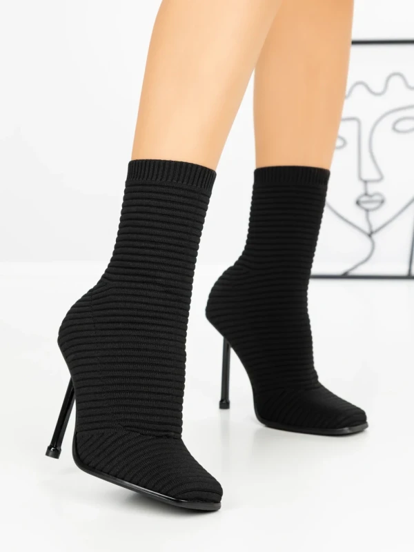 Botine cu Toc Subtire B5931 BLACK | MIA SHOES