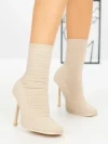 Botine cu Toc Subtire B5931 BEIGE | MIA SHOES