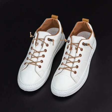 Férfi tornacipő D851 Fehér-Világosbarna (P05) Se7en