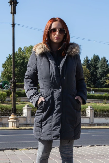 Női kabát DM8838-C Szürke (R04) Macleria